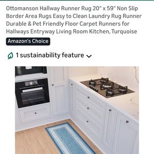 Ottomanson Turquoise Hallway Runner Rug